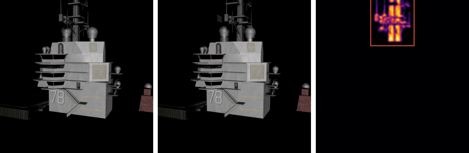 CAD drawn from the found camera, a picture with a moved radar, and the difference